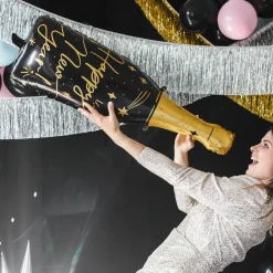 PARTYDECO Balon Champagne Foliowy Butelka 39,5X98 Cm Wielokolorowy