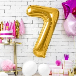 PARTYDECO Balon Metal Foliowy Cyfra "7" 86 Cm Zloty Sale