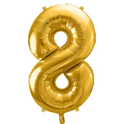 PARTYDECO Balon Metal Foliowy Cyfra "8" 86 Cm Zloty Best