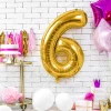 PARTYDECO Balon Metal Foliowy Cyfra "6" 86 Cm Zloty New