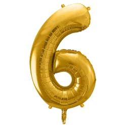 PARTYDECO Balon Metal Foliowy Cyfra "6" 86 Cm Zloty New