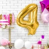 PARTYDECO Balon Metal Foliowy Cyfra "4" 86 Cm Zloty