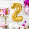 PARTYDECO Balon Metal Foliowy Cyfra "2" 86 Cm Zloty Clearance