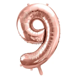 PARTYDECO Balon Pink Metal Foliowy Cyfra "9" 86 Cm Rozowy Clearance