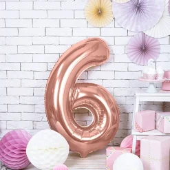 PARTYDECO Balon Pink Metal Foliowy Cyfra "6" 86 Cm Rozowy Discount