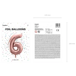 PARTYDECO Balon Pink Metal Foliowy Cyfra 