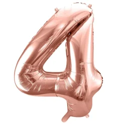 PARTYDECO Balon Pink Metal Foliowy Cyfra "4" 86 Cm Rozowy