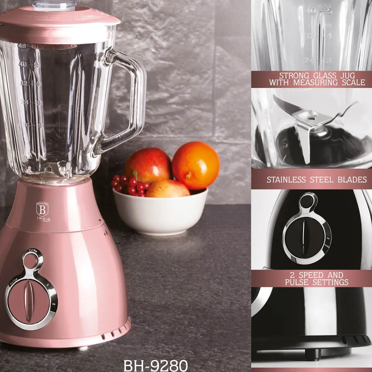 BERLINGER HAUS Blender I-Rose Kielichowy 1,5 L Rozowy Outlet