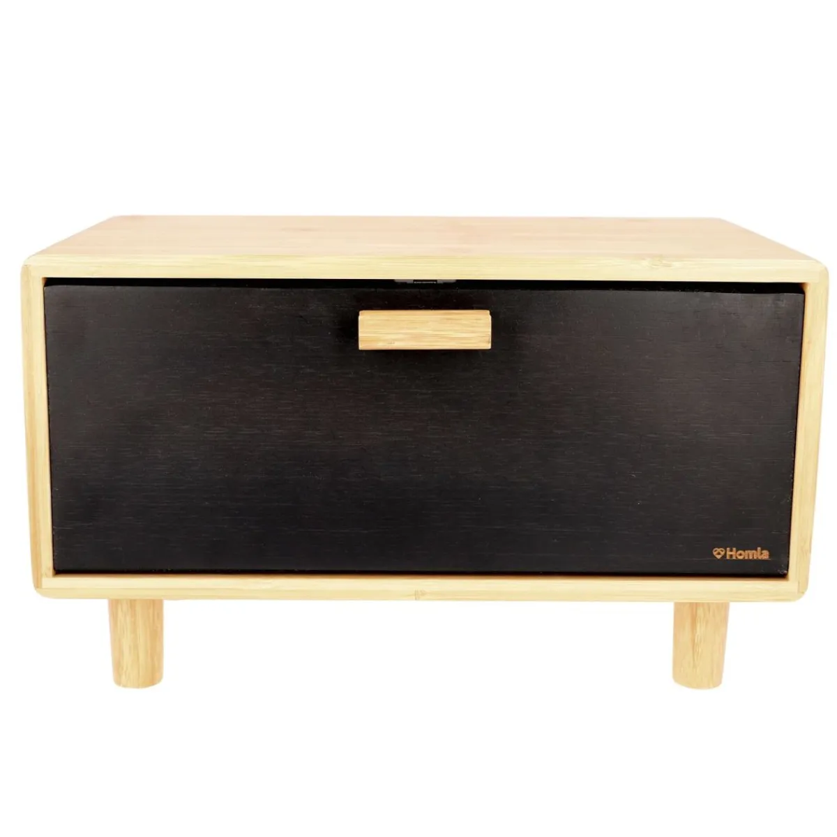 HOMLA Chlebak Bambou Czarny 35X23 Cm Naturalny New