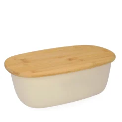 HOMLA Chlebak Nores Z Bambusowa Pokrywka 37X22X14 Cm Bezowy Outlet