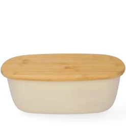 HOMLA Chlebak Nores Z Bambusowa Pokrywka 37X22X14 Cm Bezowy Outlet