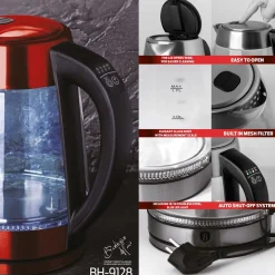 BERLINGER HAUS Czajnik Elektryczny Burgundy Z Regulacja Temperatury 1,7 L Czerwony Clearance
