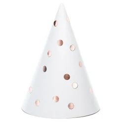 PARTYDECO Czapeczki Dots Ze Wzorem W Kropeczki 6 Szt. Bialy Hot