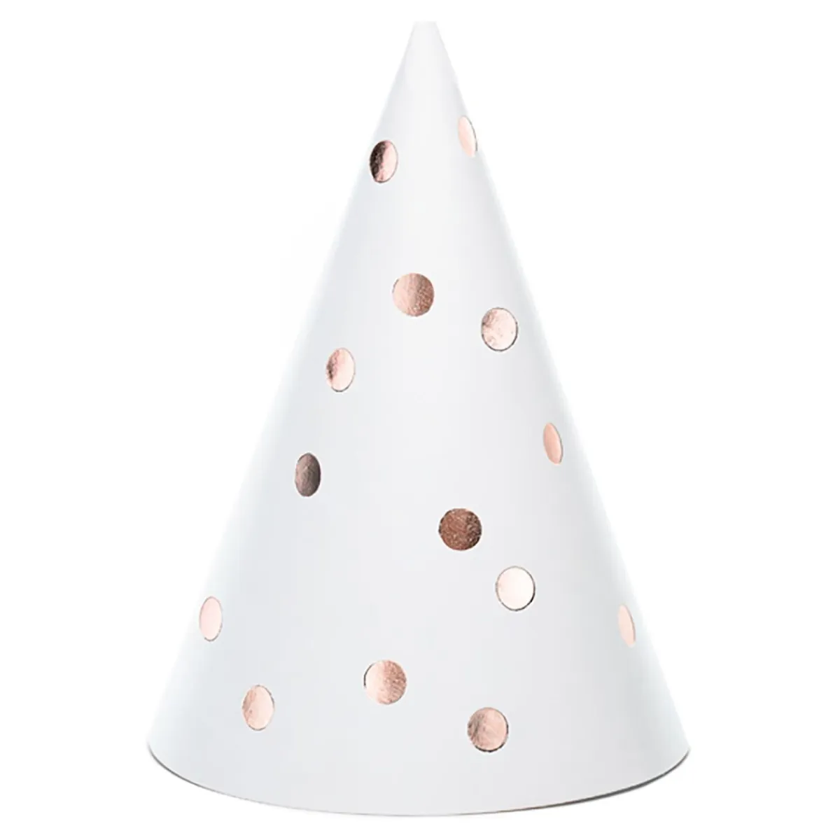 PARTYDECO Czapeczki Dots Ze Wzorem W Kropeczki 6 Szt. Bialy Hot