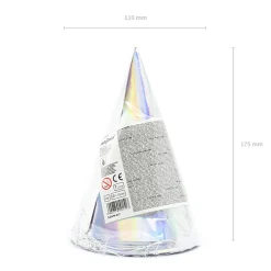 PARTYDECO Czapeczki Opal 6 Szt. 16 Cm Srebrny