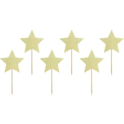 PARTYDECO Dekoracja Stars Do Muffinek Zlote Gwiazdki 6 Szt. 11,5 Cm Zloty Outlet