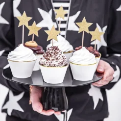 PARTYDECO Dekoracja Stars Do Muffinek Zlote Gwiazdki 6 Szt. 11,5 Cm Zloty Outlet