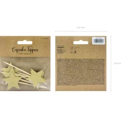 PARTYDECO Dekoracja Stars Do Muffinek Zlote Gwiazdki 6 Szt. 11,5 Cm Zloty Outlet