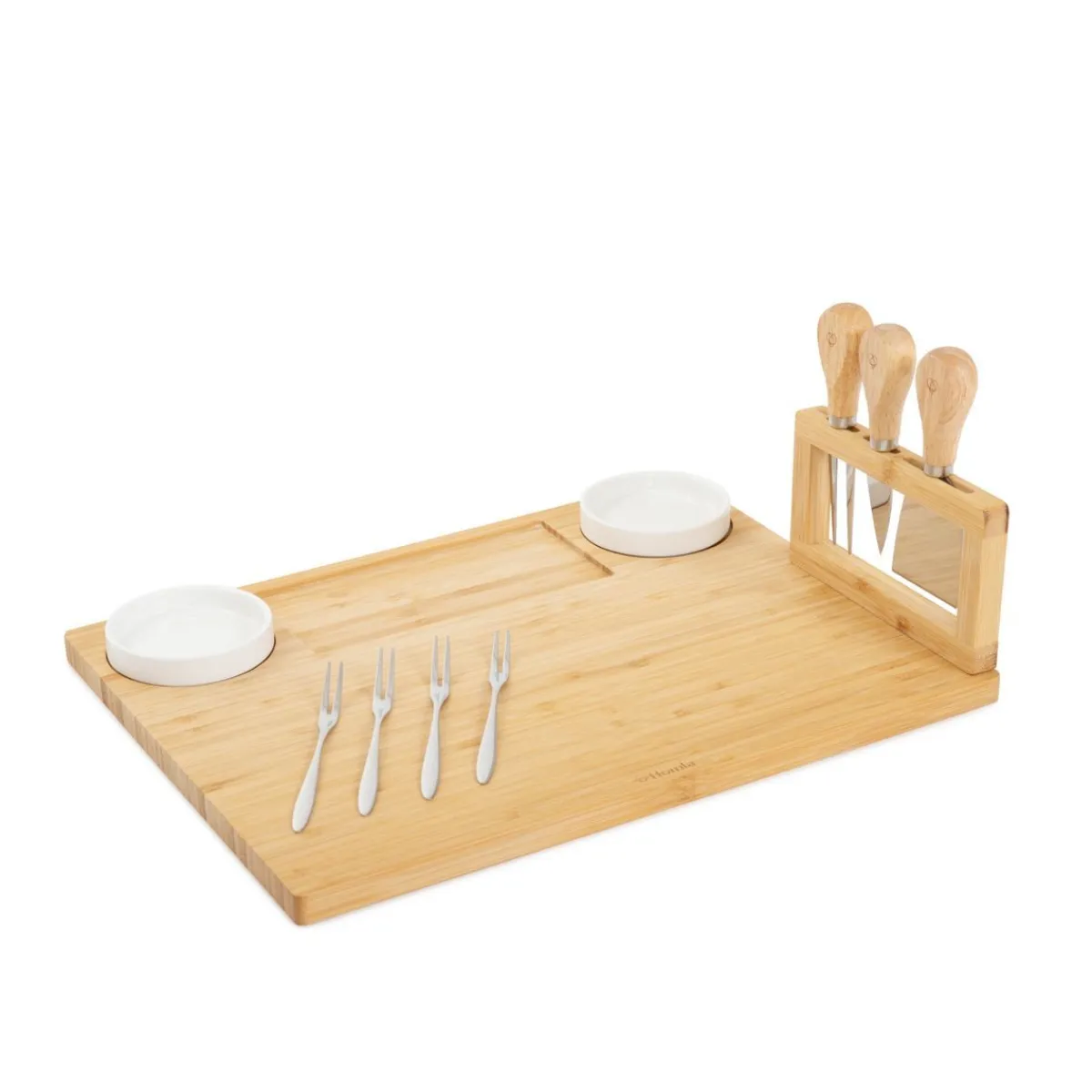 HOMLA Deska Rumi Do Serwowania Z Miseczkami I Widelczykami 37X28 Cm Naturalny New