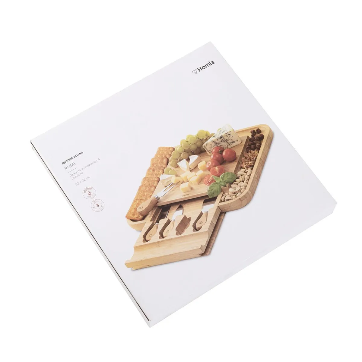 HOMLA Deska Rumi Do Serwowania Z 4 Nozykami 32X32 Cm Naturalny Online