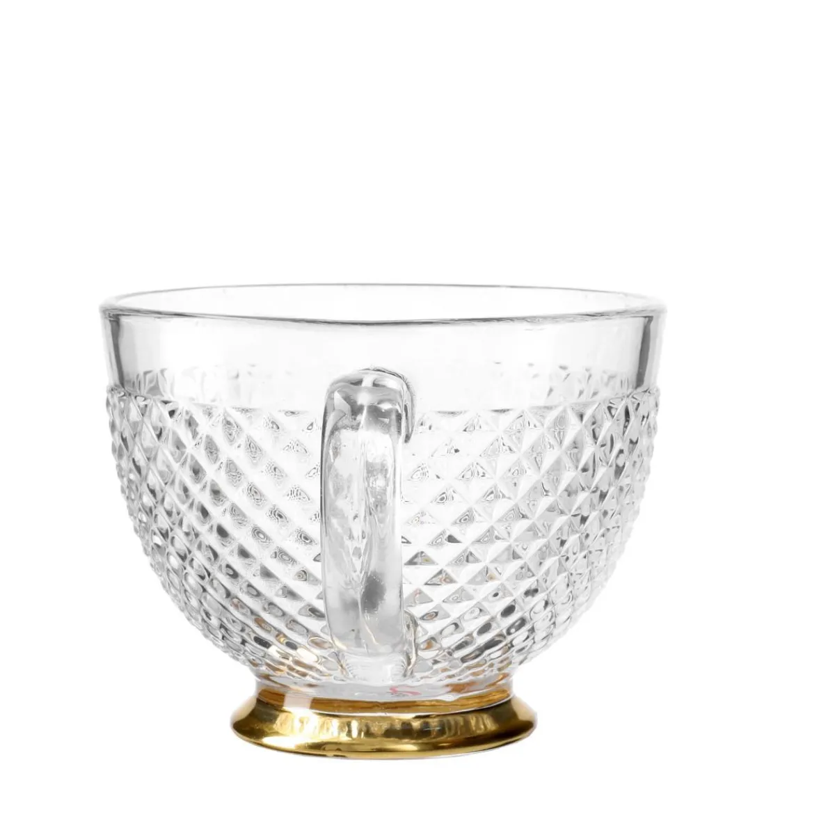 HOMLA Filizanka Barrel Szklana W Kropki Ze Zlota Nozka 0,36 L Przezroczysty New