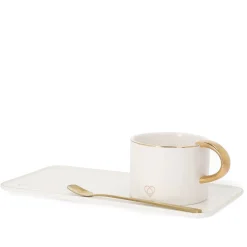 HOMLA Filizanka Bomlo Biala Matowa Ze Spodkiem I Lyzeczka 0,2 L Bialy Hot