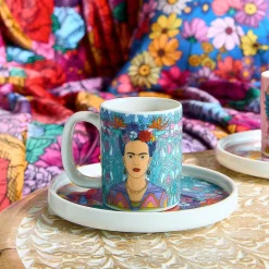 HOMLA Filizanka Frida Kahlo Do Espresso Ze Spodkiem Turkusowa 0,08 L Best