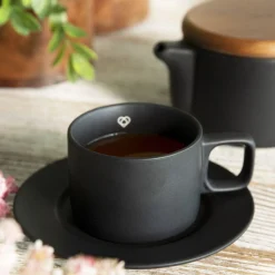 HOMLA Filizanka Marin Ze Spodkiem Czarna 0,2 L Outlet