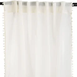 HOMLA Firanka Adi Z Pomponikami Kremowa 140X250 Cm New