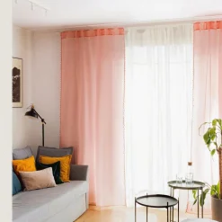 HOMLA Firanka Adi Z Pomponikami Rozowa 140X250 Cm Clearance