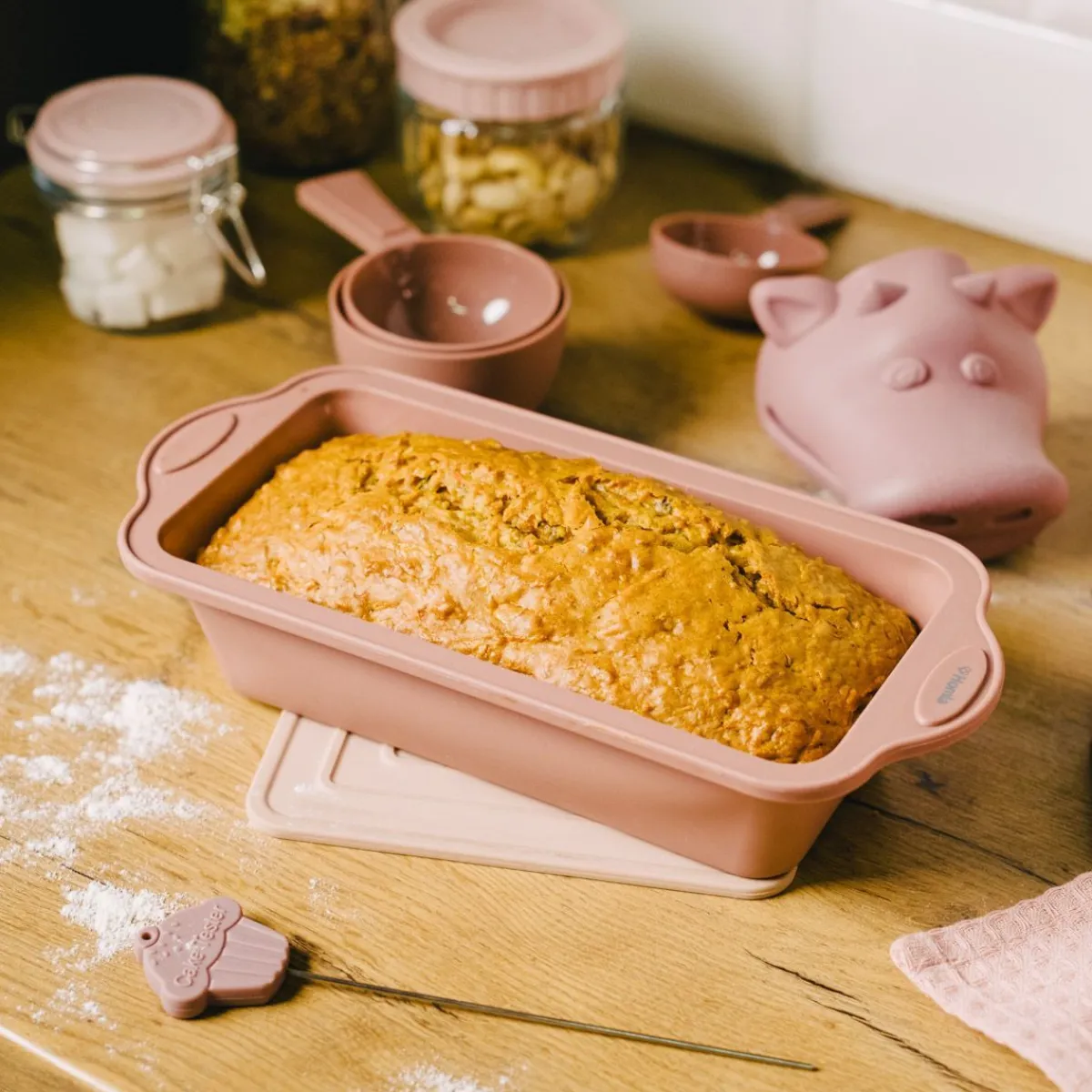 HOMLA Forma Easy Bake Prostokatna Silikonowa 30X14 Cm Rozowy