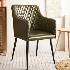 HOMLA Fotel Brizo W Obiciu Ze Skory Bawolej Zielone 55X60X86 Cm Clearance