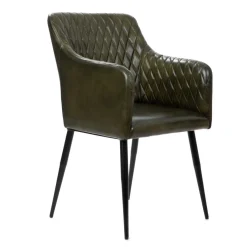 HOMLA Fotel Brizo W Obiciu Ze Skory Bawolej Zielone 55X60X86 Cm Clearance