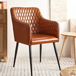 HOMLA Fotel Brizo W Obiciu Ze Skory Bawolej Brazowe 55X60X86 Cm Discount