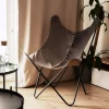 HOMLA Fotel Butterfly Z Metalowa Rama Welur 70X80X102 Cm Szary Hot