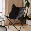 HOMLA Fotel Butterfly Z Metalowa Rama - Czarna Eco Skora 70X80X102 Cm Czarny Discount