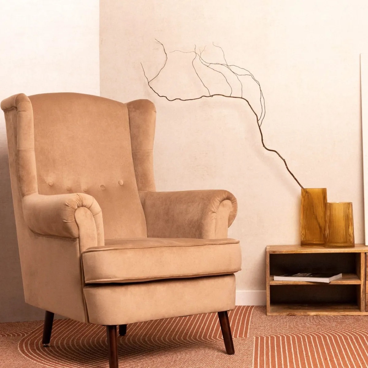 HOMLA Fotel Fossby 86X85X108 Cm Bezowy Discount