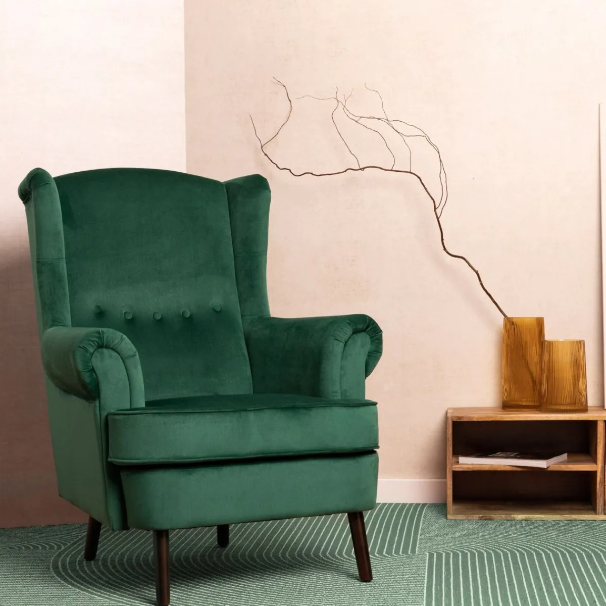 HOMLA Fotel Fossby 86X85X108 Cm Zielony Discount