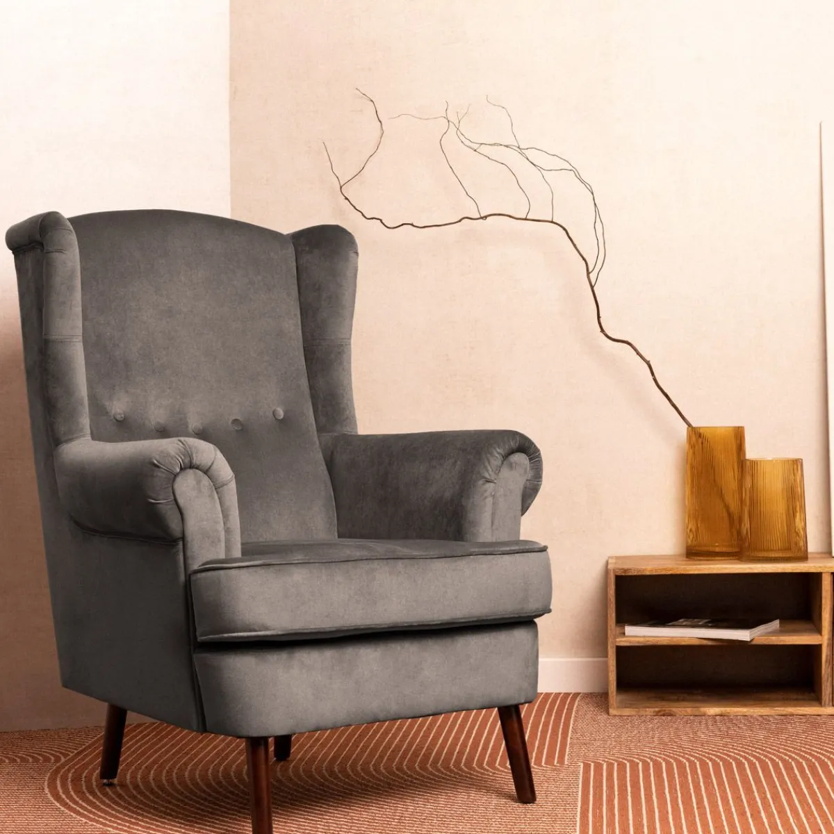 HOMLA Fotel Fossby 86X85X108 Cm Szary New