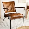 HOMLA Fotel Gladio W Obiciu Ze Skory Bawolej Brazowe 68X76X75 Cm