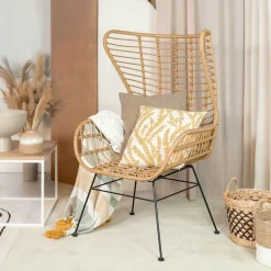 HOMLA Fotel Jardin Pleciony 70X80X110Cm Naturalny Sale