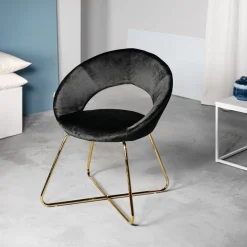 HOMLA Fotel Jared Welurowe Czarne 73X47X84 Cm Czarny