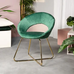 HOMLA Fotel Jared Welurowy 73X47X84 Cm Zielony Discount
