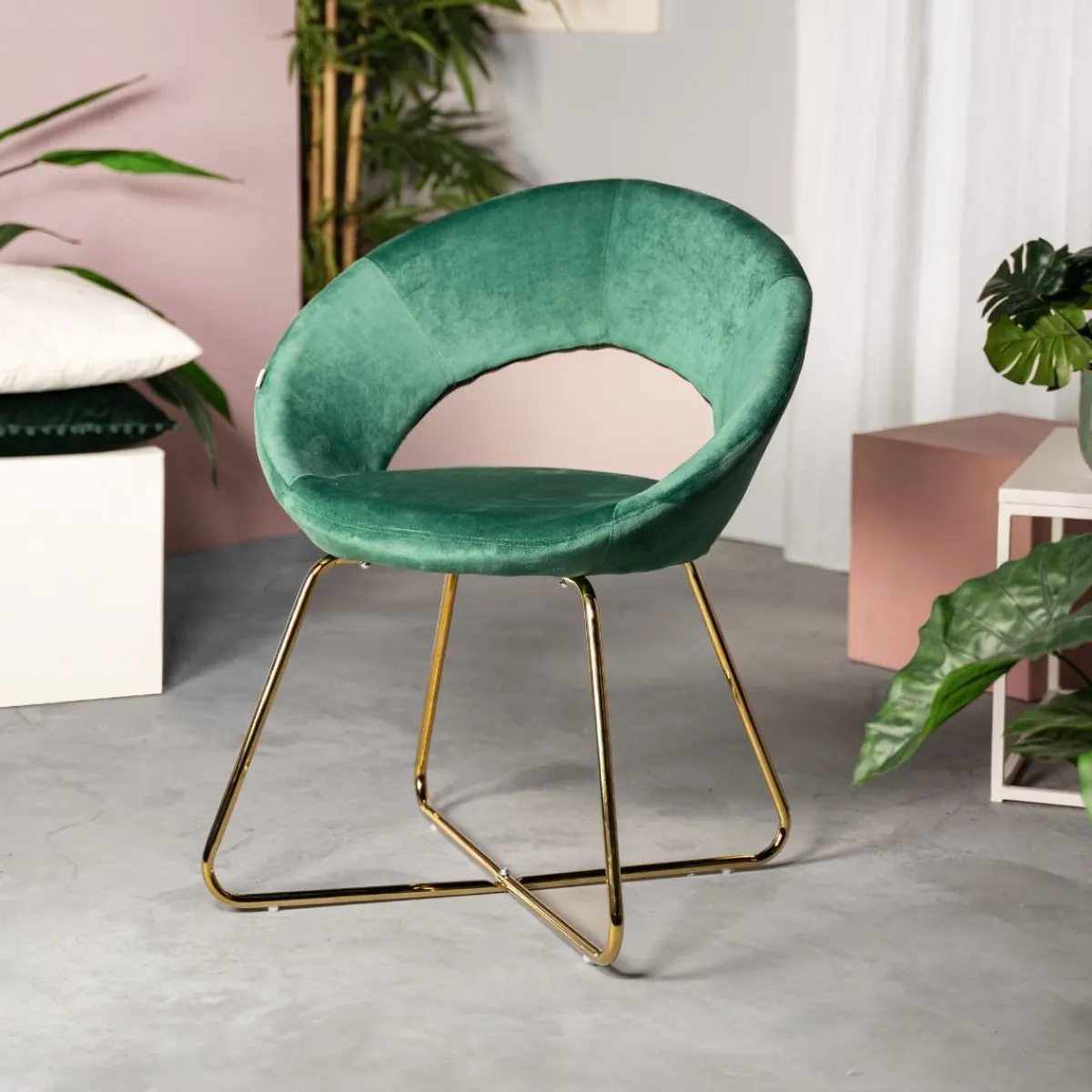 HOMLA Fotel Jared Welurowy 73X47X84 Cm Zielony Discount