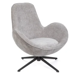 HOMLA Fotel Lunaire Obrotowy Welurowy Szary 86X76X87 Cm Outlet