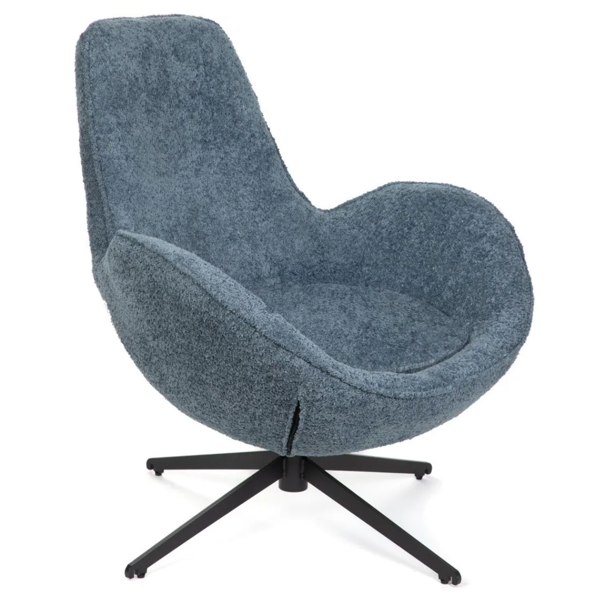 HOMLA Fotel Lunaire Obrotowy W Tkaninie Teddy Boucle Granatowy 86X76X87 Cm Best