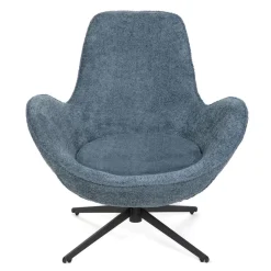 HOMLA Fotel Lunaire Obrotowy W Tkaninie Teddy Boucle Granatowy 86X76X87 Cm Best