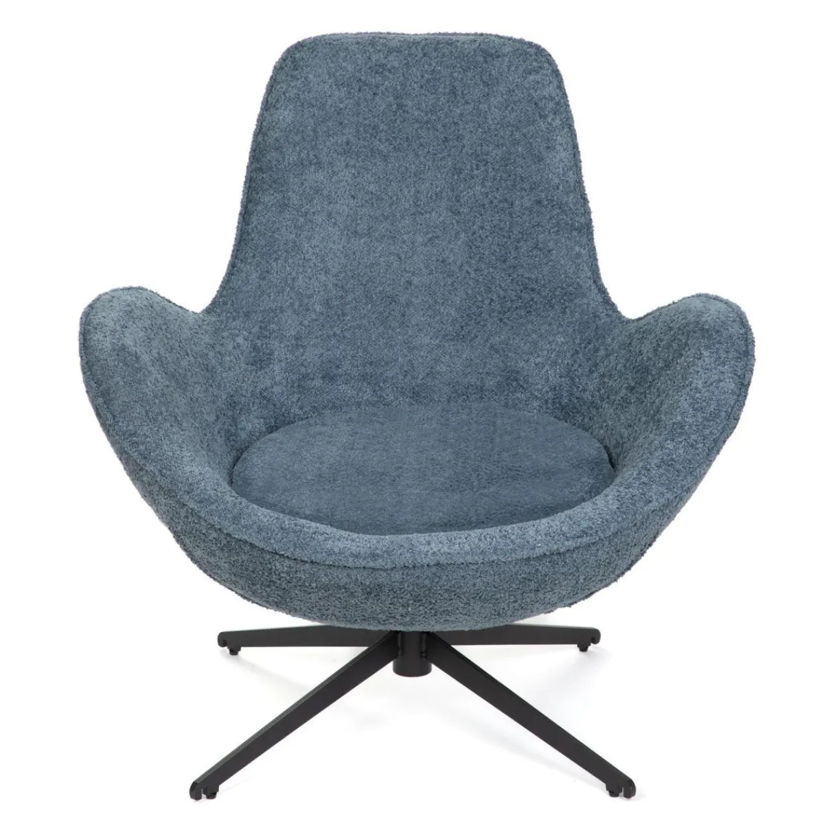 HOMLA Fotel Lunaire Obrotowy W Tkaninie Teddy Boucle Granatowy 86X76X87 Cm Best