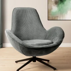 HOMLA Fotel Lunaire Obrotowy W Tkaninie Teddy Boucle Szary 86X76X87 Cm Clearance