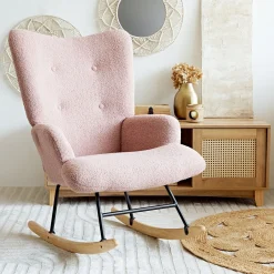 HOMLA Fotel Moss Teddy Boucle Bujany Rozowy W Tkaninie Teddy Boucle 72X73X92 Cm Online